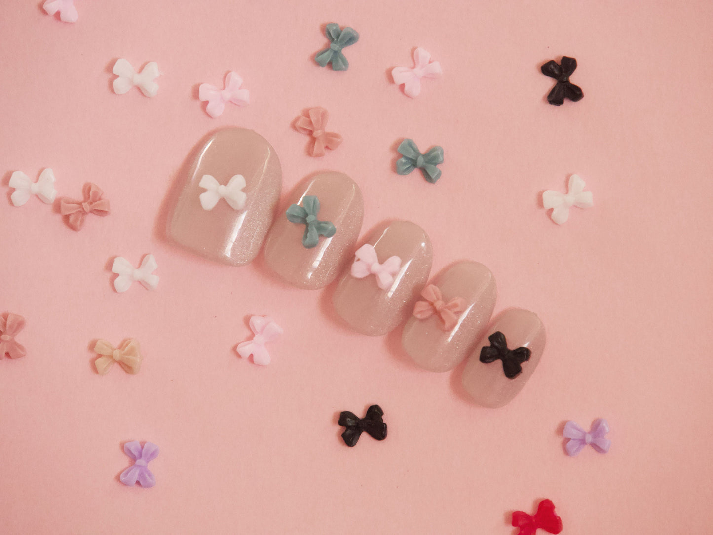 100pcs Small Bow Nail Charm Nails Decals/ Butterfly Bow Knot Tied Resin Studs for Crafts DIY Supply Tiny 5x7mm Accessories