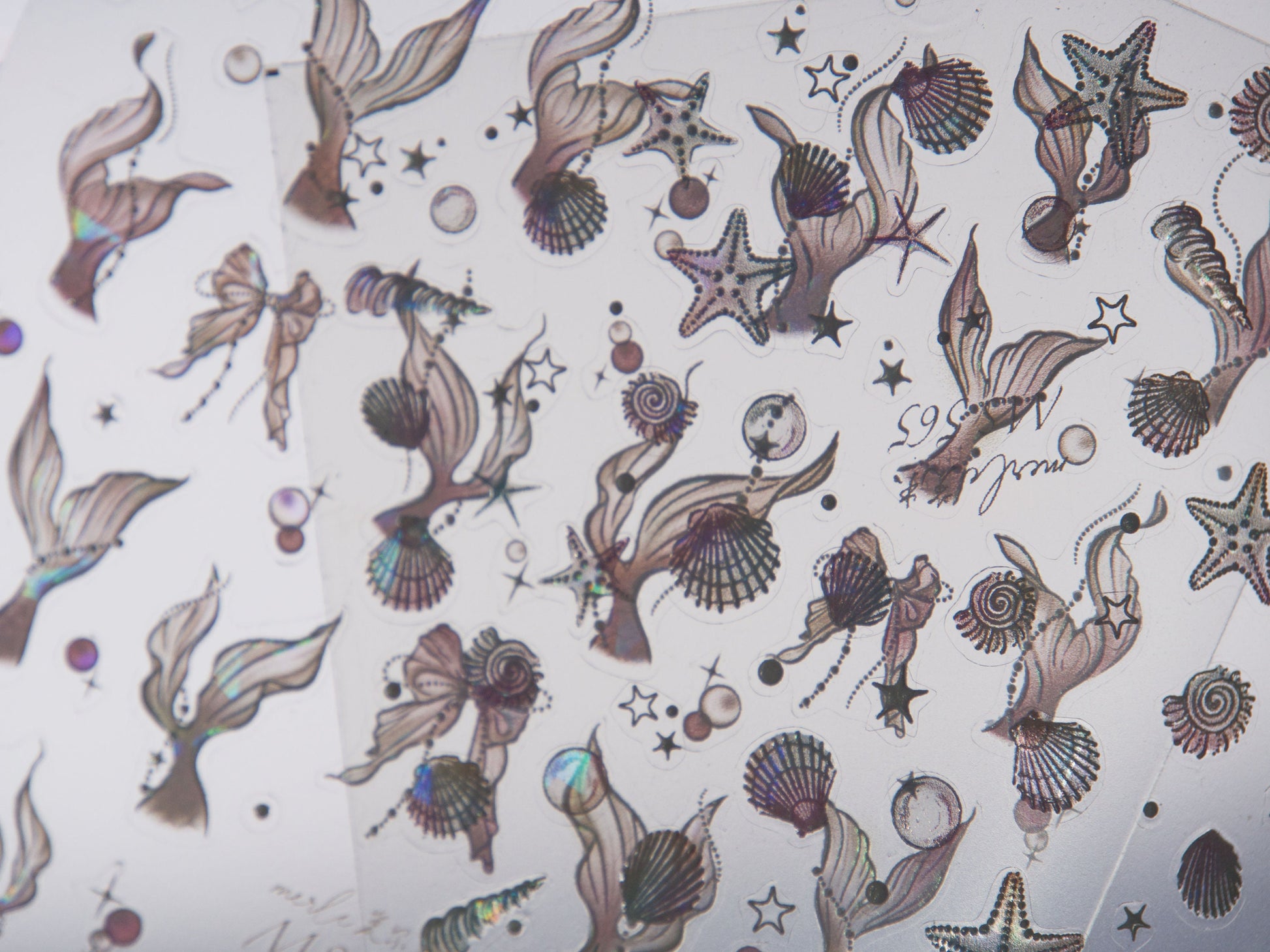Iridescent Star Fish Shell Nail Art Decal Sticker