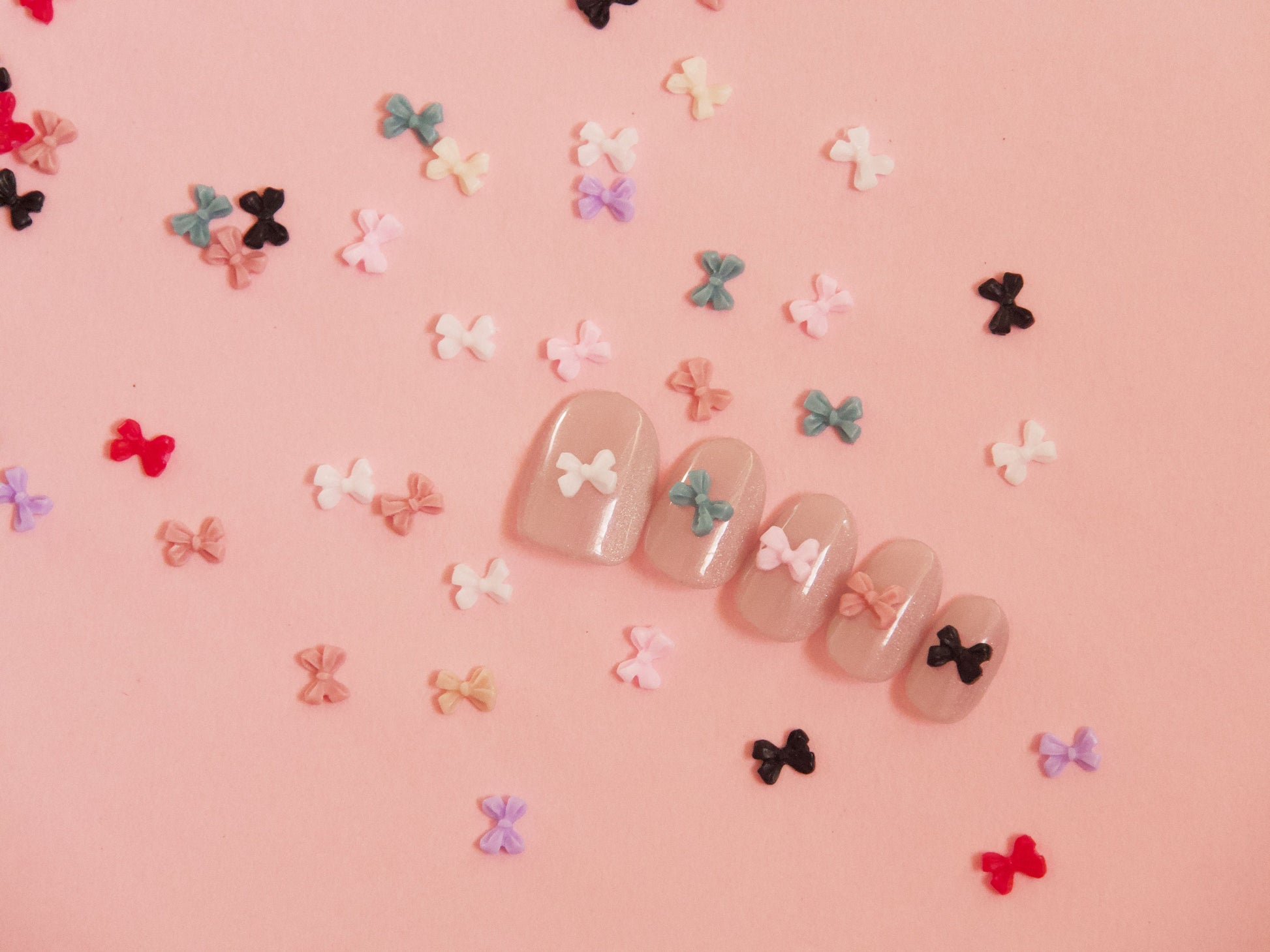 100pcs Small Bow Nail Charm Nails Decals/ Butterfly Bow Knot Tied Resin Studs for Crafts DIY Supply Tiny 5x7mm Accessories