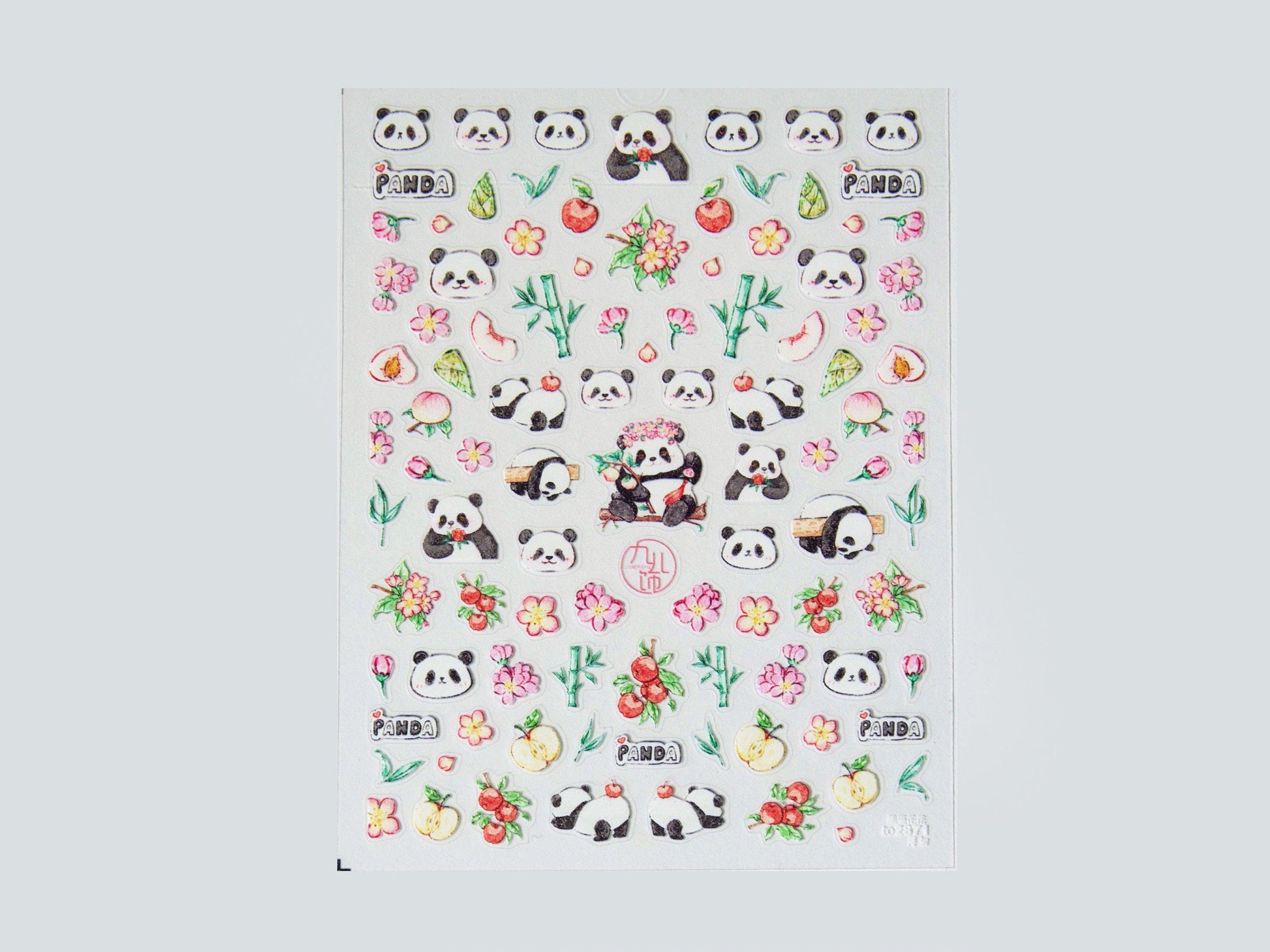 Chinese Panda Bamboo Flower nail sticker/ Ultra Thin Cute China Panda Self Adhesive Decals/ Panda Nail art Decal