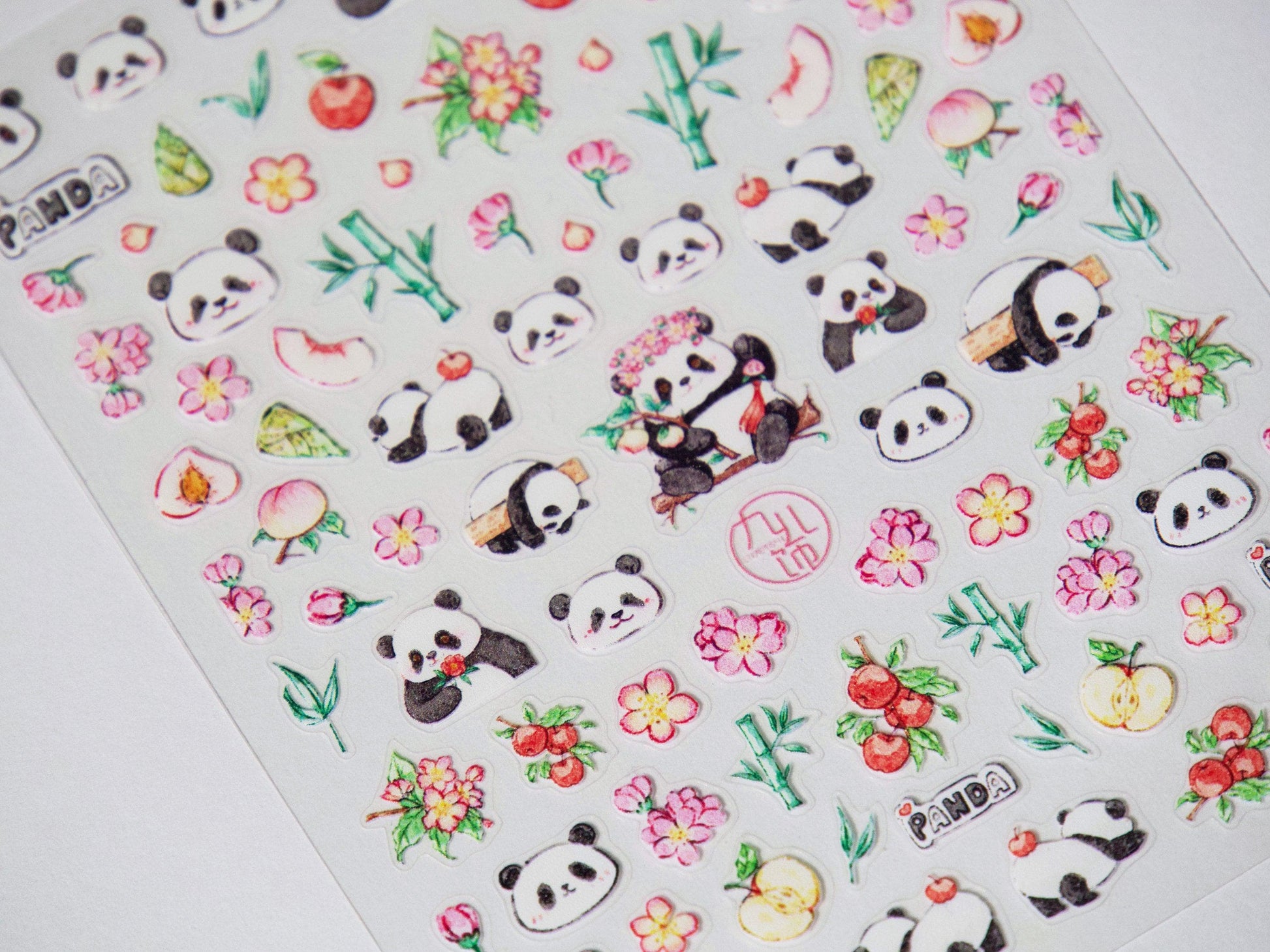 Chinese Panda Bamboo Flower nail sticker/ Ultra Thin Cute China Panda Self Adhesive Decals/ Panda Nail art Decal