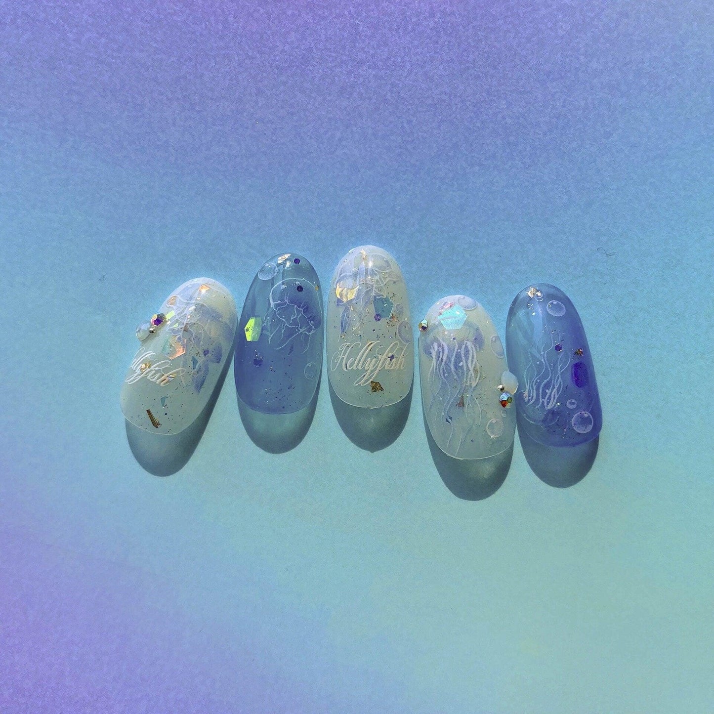 Jellyfish Nail Art Decal Sticker /Purple Ocean theme Sea World Animal Peel off stickers /Pro Ultra Thin Manicure accessories