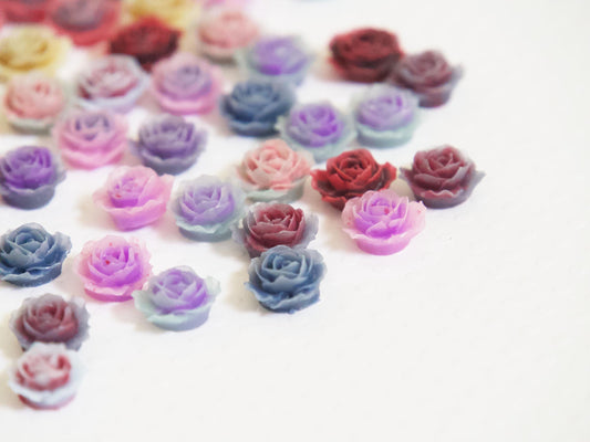 3D Rose Flower Studs: Resin Peony Charms for Nail Art (30pcs)