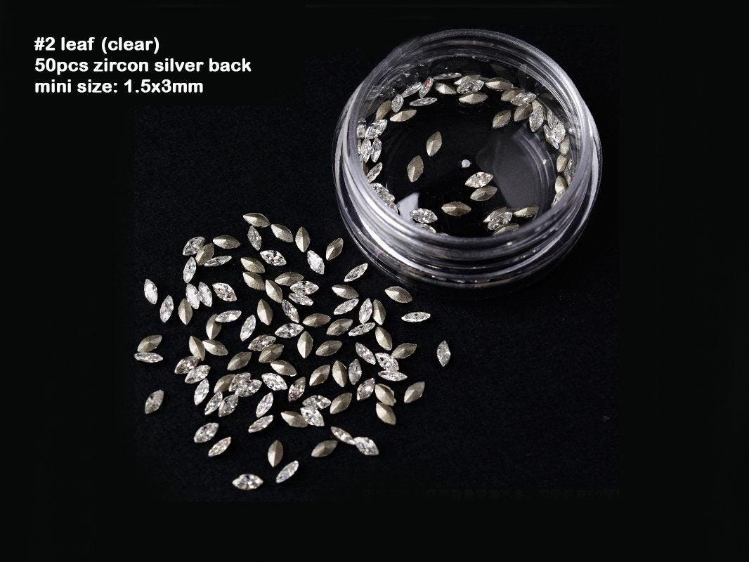 50pcs Mini Zircon Gemstones Nail Decal/ Blingbling Clear& Colorful Zircons Nails Jewelry Ornaments/ Versatile Elegant Manicure Studs