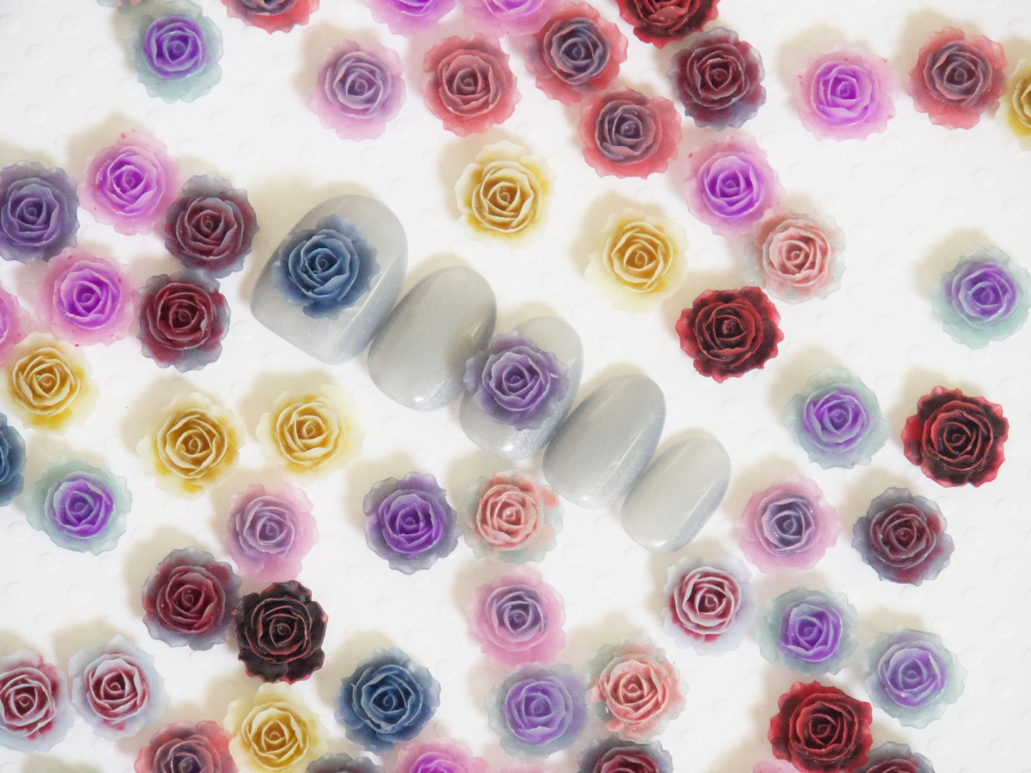 3D Rose Flower Studs: Resin Peony Charms for Nail Art (30pcs)