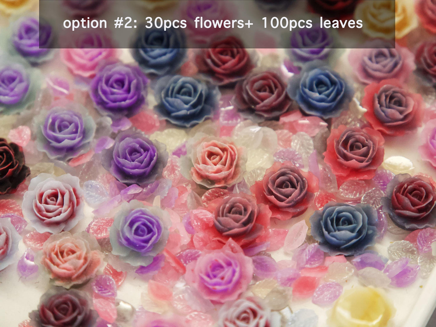 3D Rose Flower Studs: Resin Peony Charms for Nail Art (30pcs)