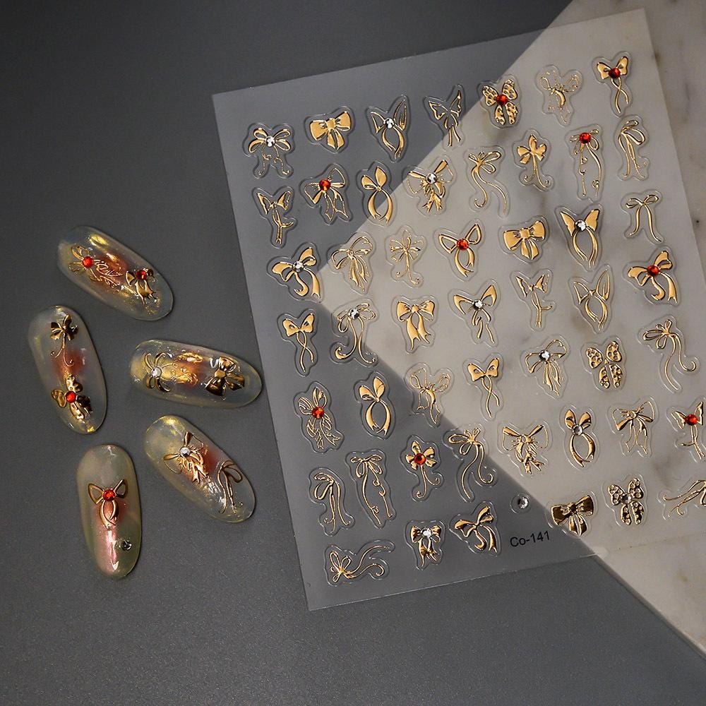 Gold Baroque Nail Stickers: 3D Embossed Vintage Art