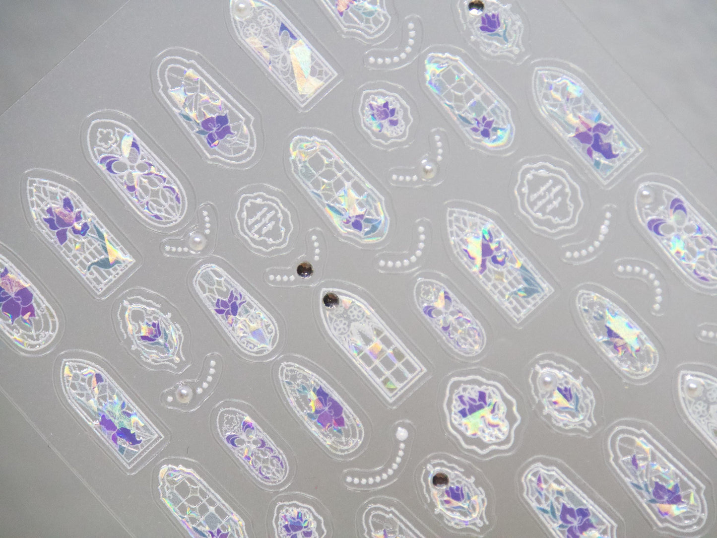 Iridescent Stained Glass Nail Art Stickers: Gothic Window Decals