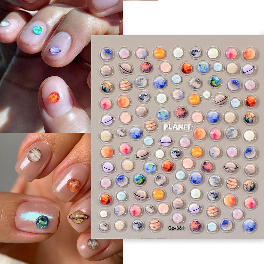 3D Planet Nail Art Stickers: Jelly Universe Space Decals