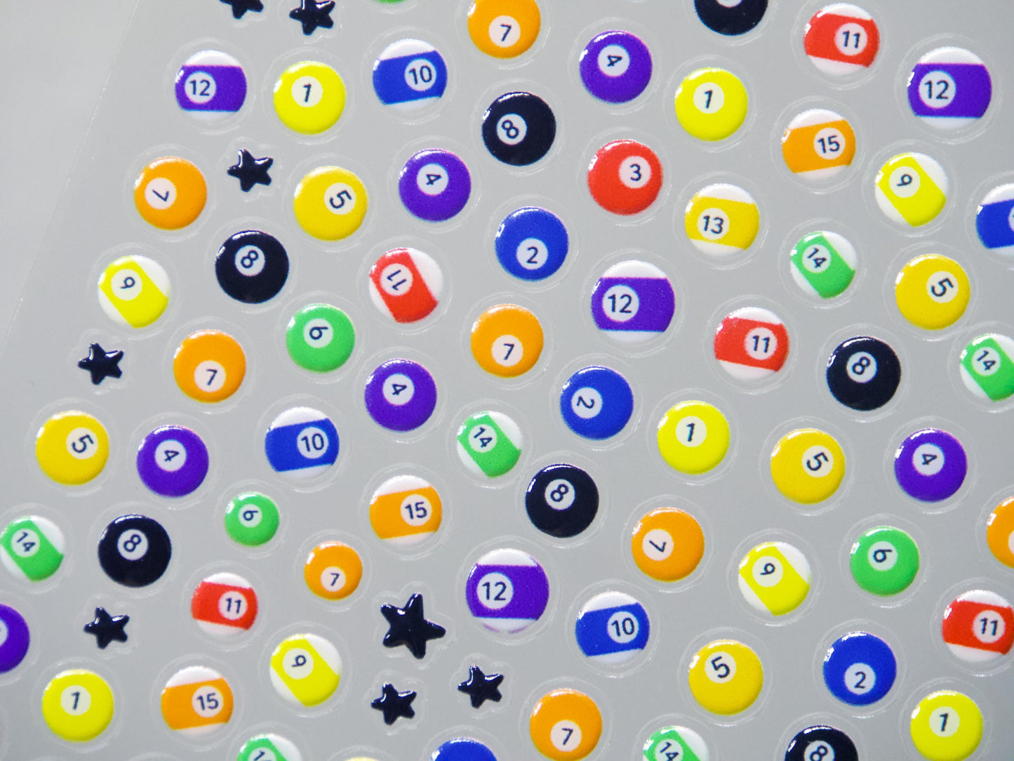 3D 8-Ball Pool Nail Stickers: Jelly Billiard Art Decals