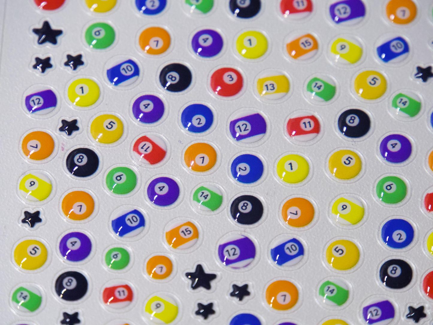 3D 8-Ball Pool Nail Stickers: Jelly Billiard Art Decals