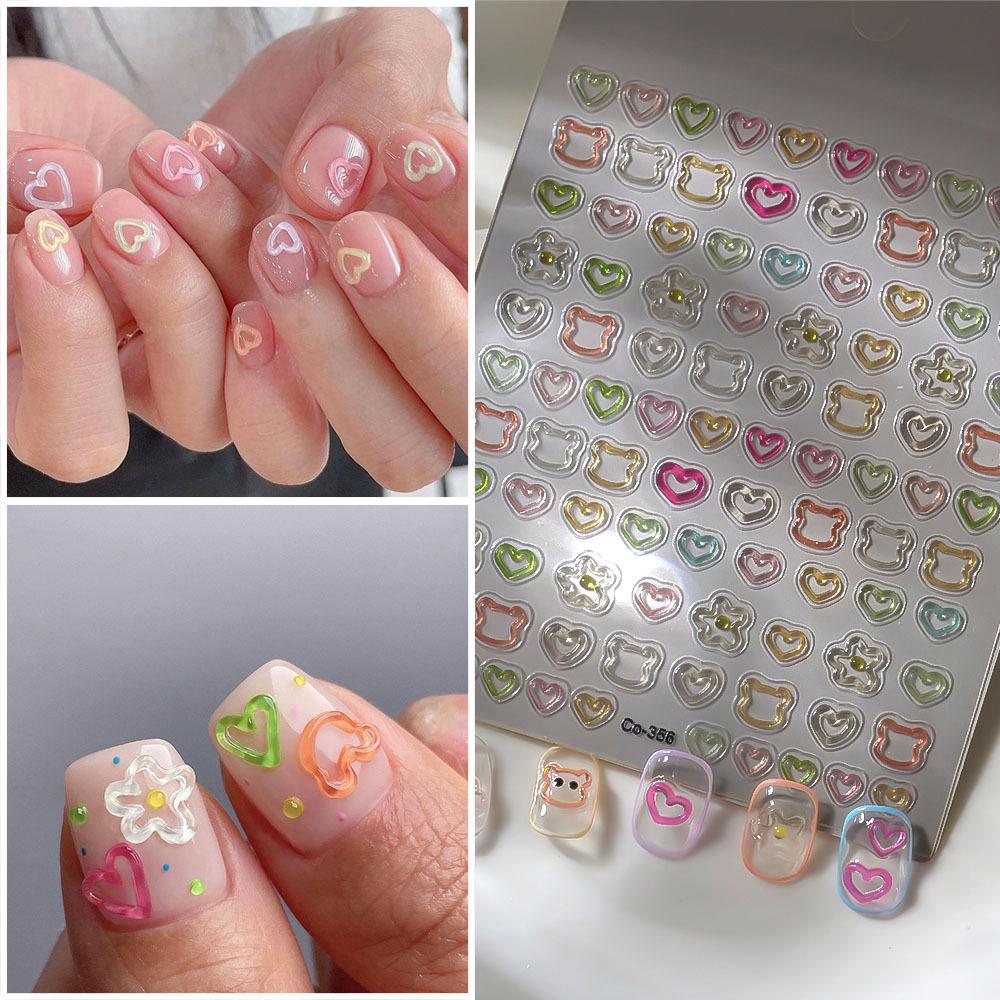 3D Y2K Nail Stickers: Funky Jelly Fish, Bear & Heart Shapes