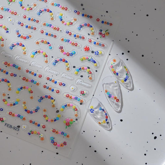3D Puffy Daisy French Tip Nail Stickers: Embossed Floral Nail Art