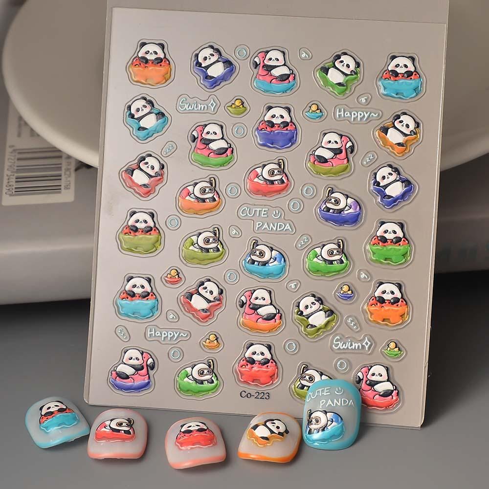Panda Nail Stickers: Bamboo & Floral Nail Art Decals
