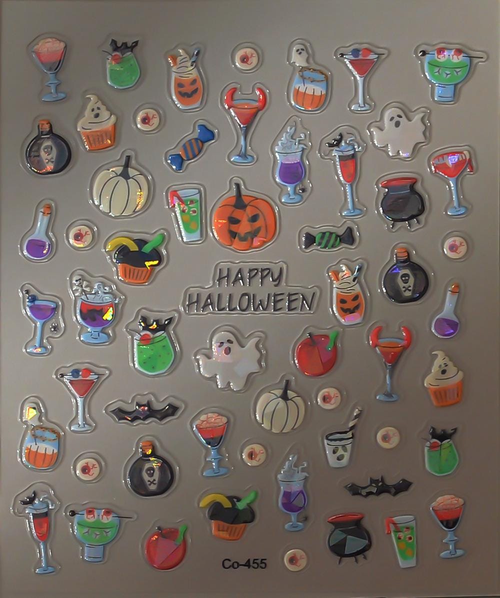 Gothic Halloween 3D Nail Stickers: Ghosts, Pumpkins & Spiderwebs