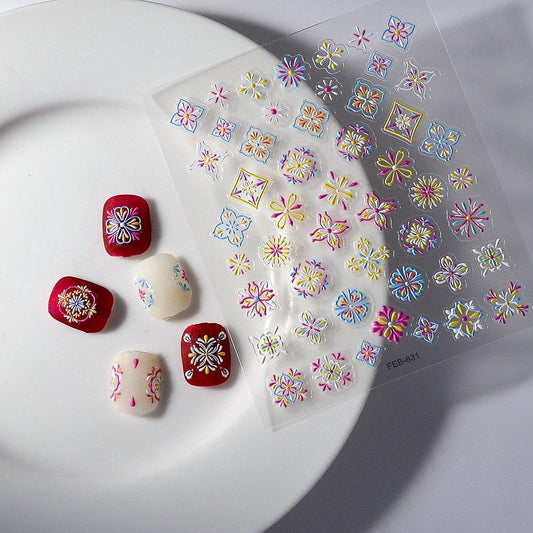 5D Boho Nail Art Stickers: Embossed Tribal Nail Decals
