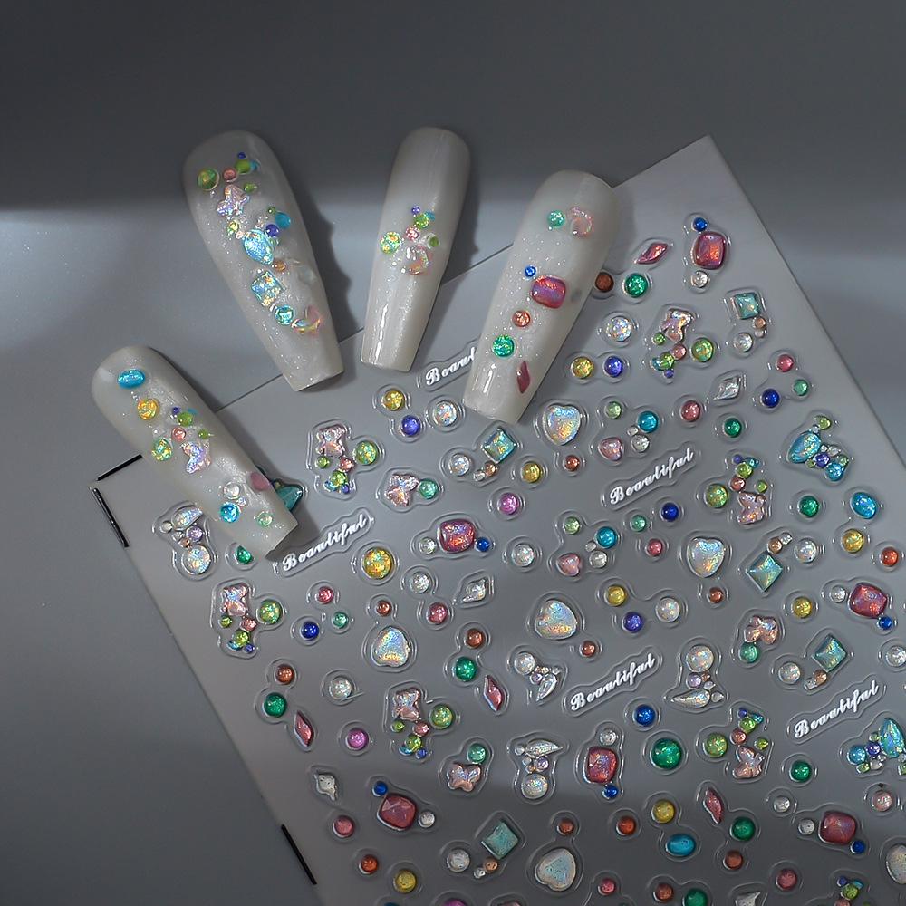 Rhinestone Effect Nail Stickers: Icy Gem & Jewelry Decals