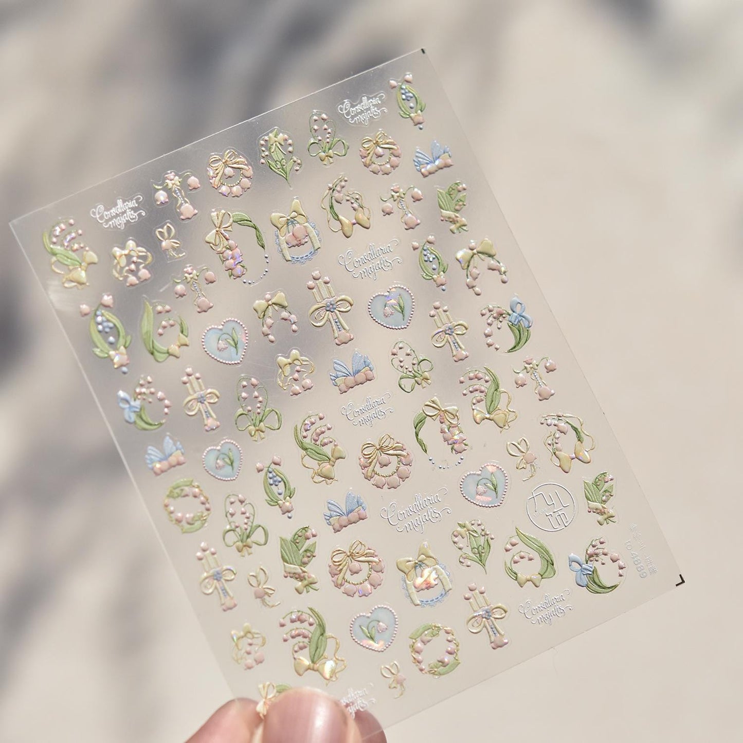 Lily of the Valley 3D Nail Decals: Vintage Frame Embossed Stickers