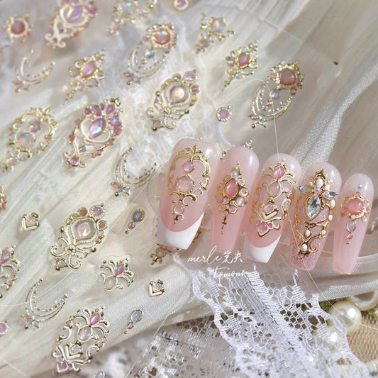 Gilded Butterfly Wand Chandelier Nail Stickers: 3D Embossed Decals
