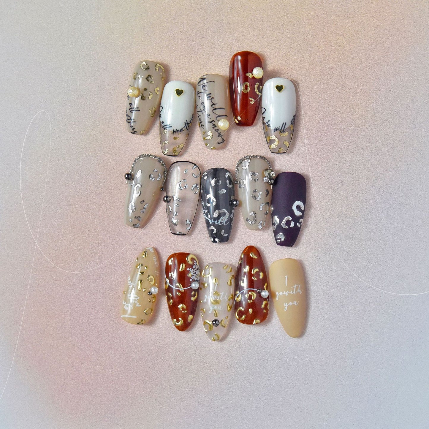 Gilding Leopard Print Nail Stickers Cheetahs 3D Embossed Metallic Animal Print Nail Art Decals