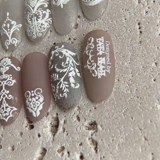 White Vintage Victorian Rococo Revival Nail Sticker