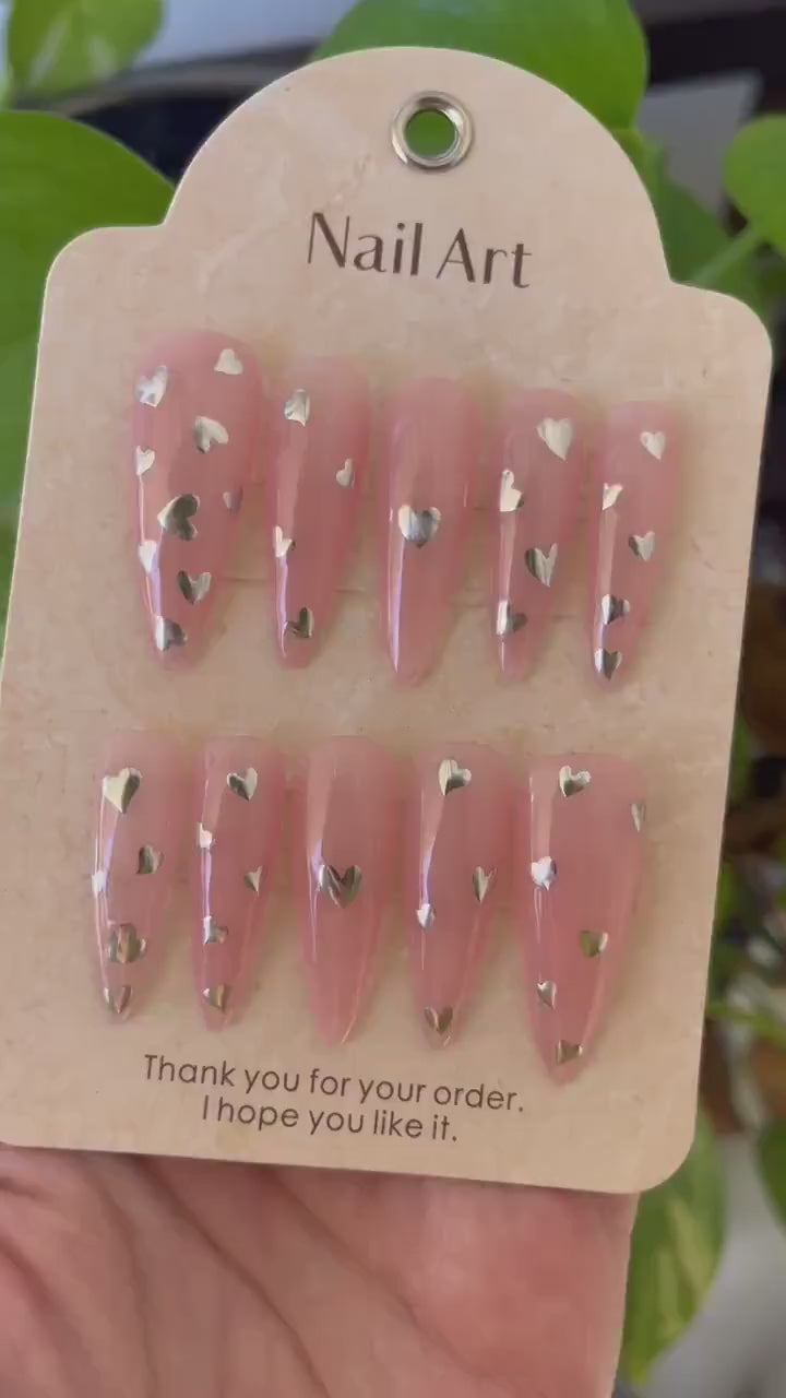Gilding Metallic Finish Heart Nail Sticker