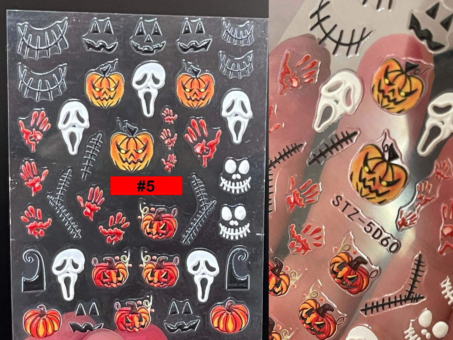3D Halloween Embossed Spooky Nail Stickers