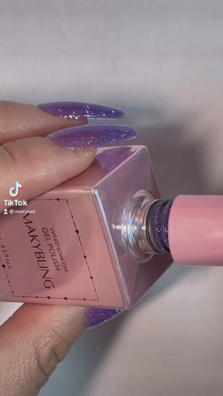 15ml Dazzle Nail Reflective Glitter Diamond UV Gel Nail Art Soak Off Sparkle Shiny UV Nail Polish PURPLE