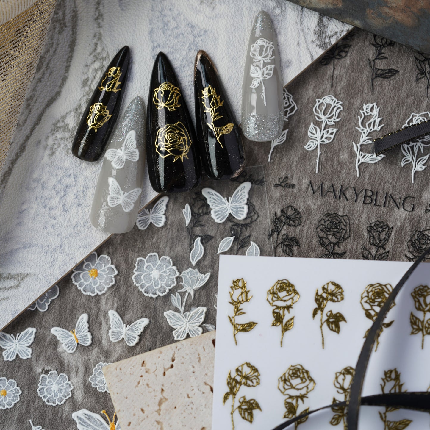 Rose Flower Nail Sticker Kit