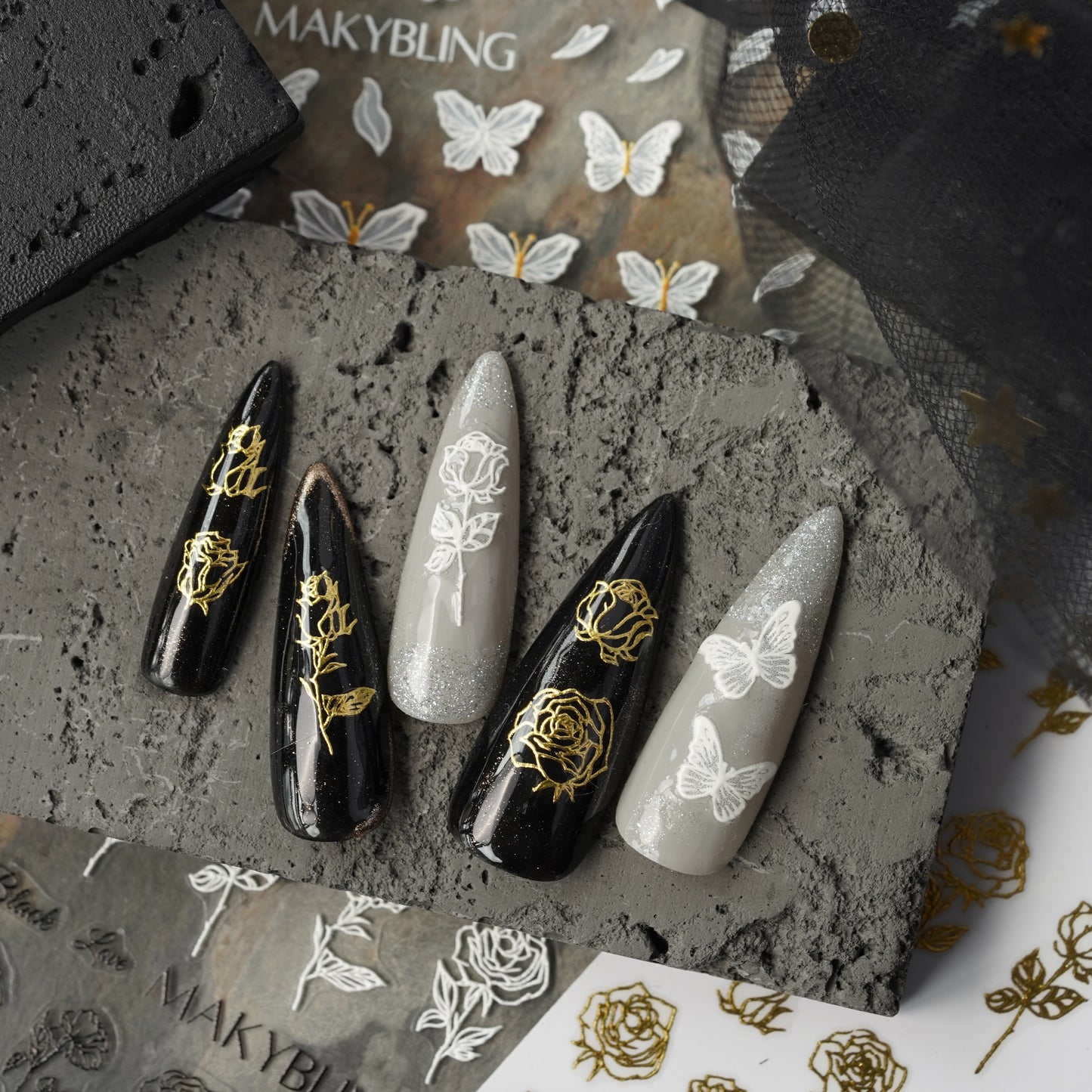Rose Flower Nail Sticker Kit