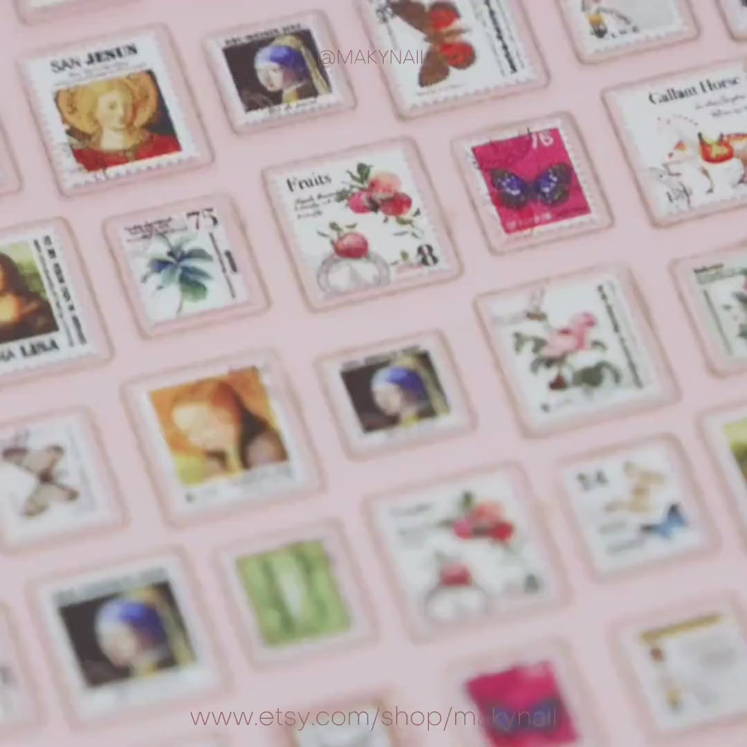 Mona Lisa Vintage Post Stamps Sticker Nail Art
