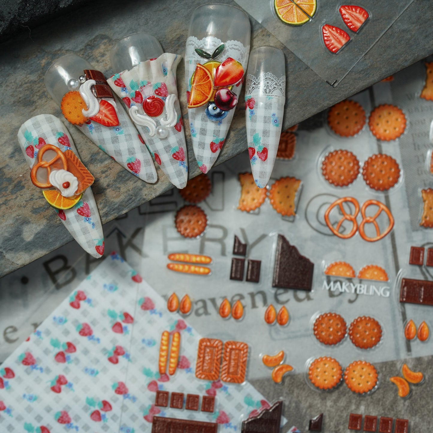 Cookies Fruits Nail Stickers Kit