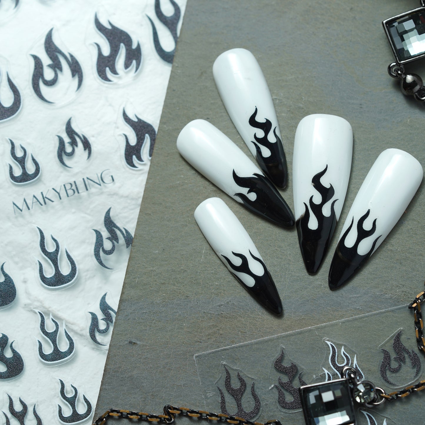 Flame Nail Stickers Kit