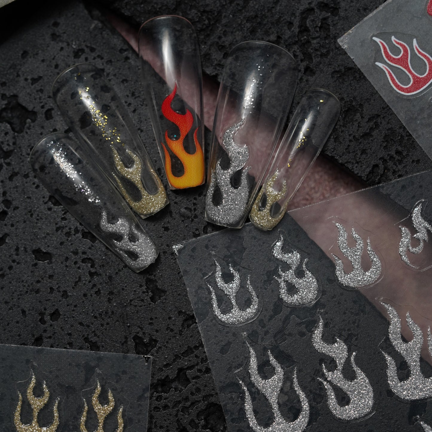 Flame Nail Stickers Kit
