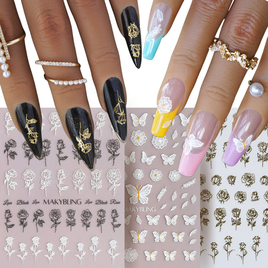 Rose Flower Nail Sticker Kit