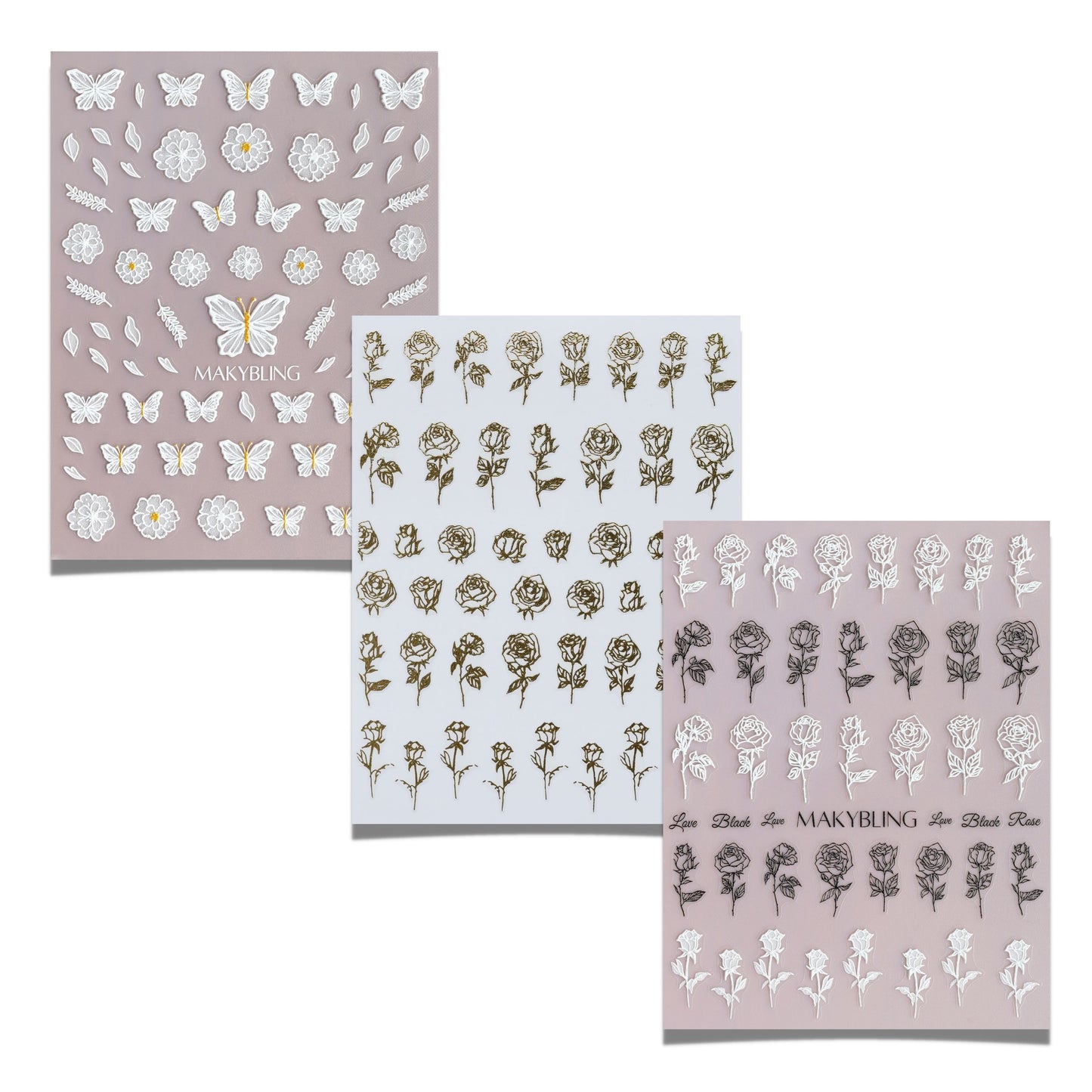 Rose Flower Nail Sticker Kit