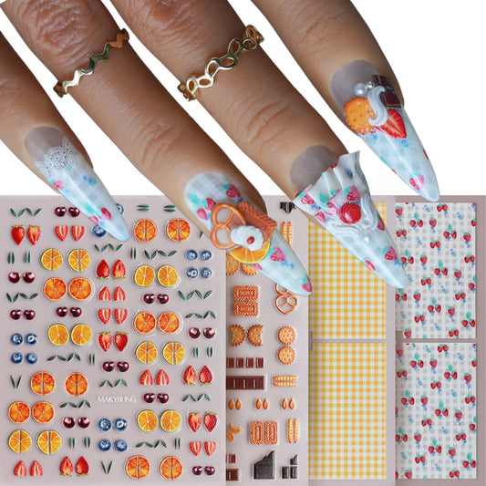 Cookies Fruits Nail Stickers Kit
