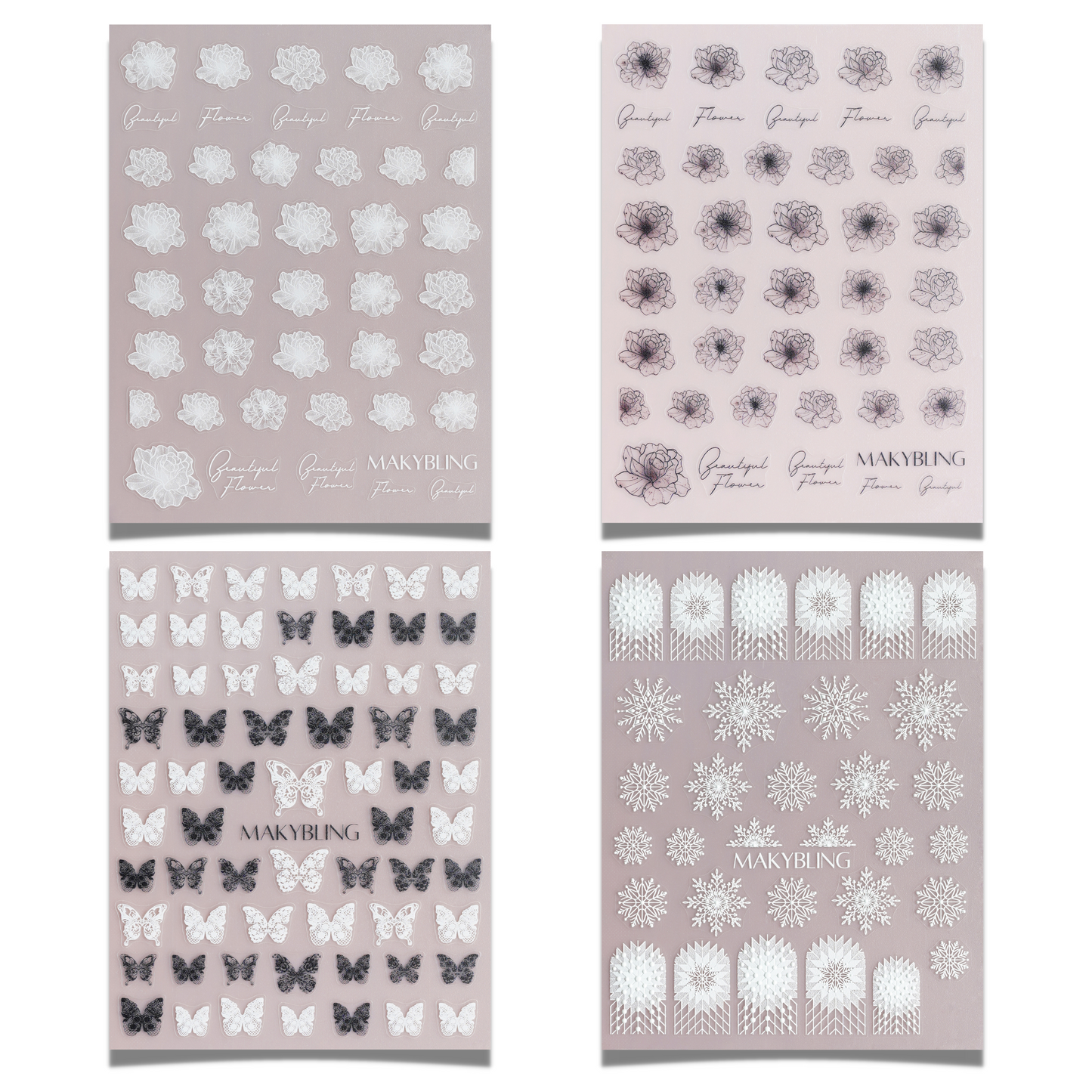 Lace Snow Floral Butterfly Nail Stickers Kit