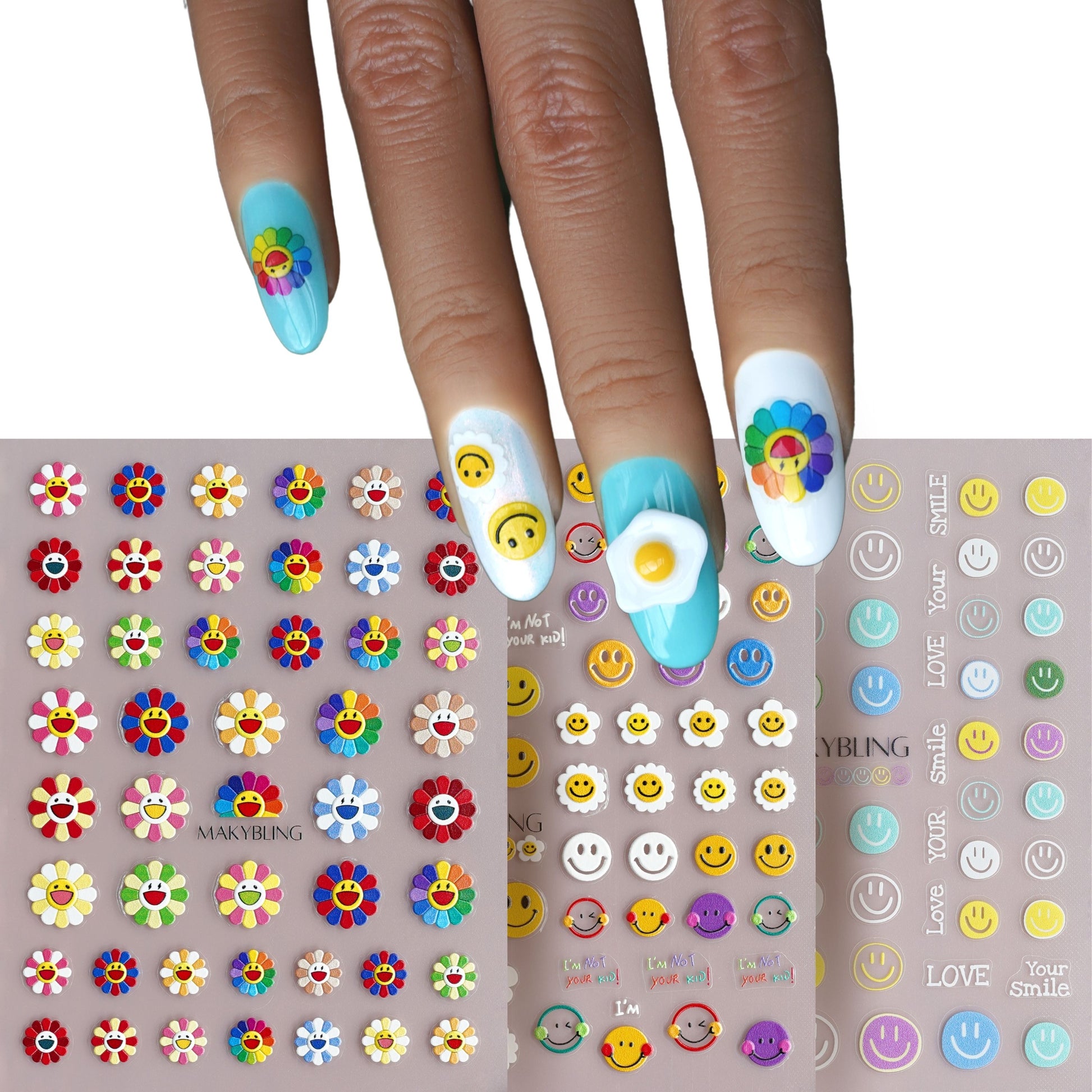 Emoji Nail Art Sticker/ Smiley Happy Face DIY Tips Stickers – MakyNailSupply