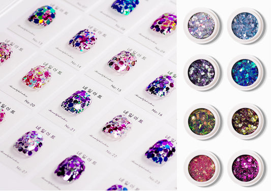 Chameleon Hexagon Mixed Glitter/ Nail Flakes 3D DIY laser Sequins/Multi Metallic Color Round starry sky Glitters nail Supply