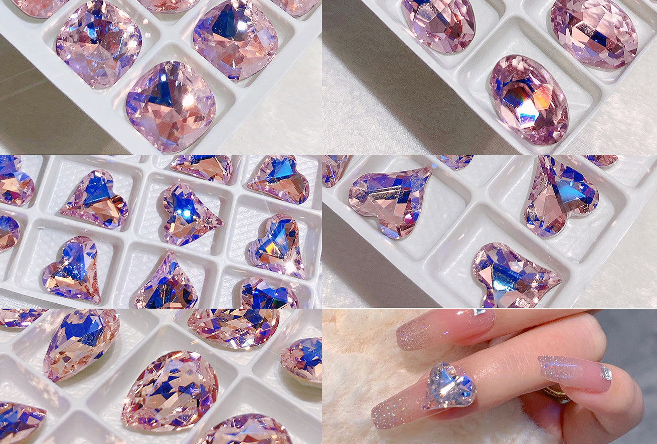 25pcs K9 Pink Diamond Cut Crystals