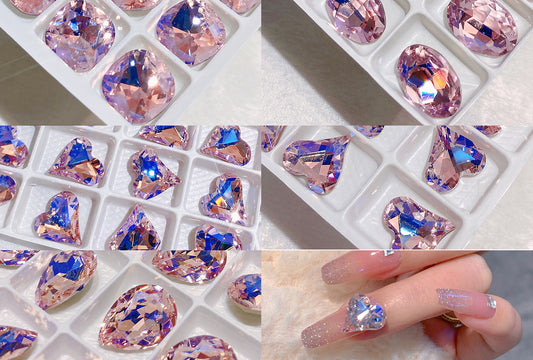 25pcs K9 Pink Diamond Cut Crystals