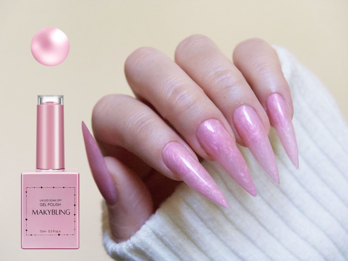 15ml Pearly Pink UV Gel Polish/ Mermaid Shimmer Nail Gel