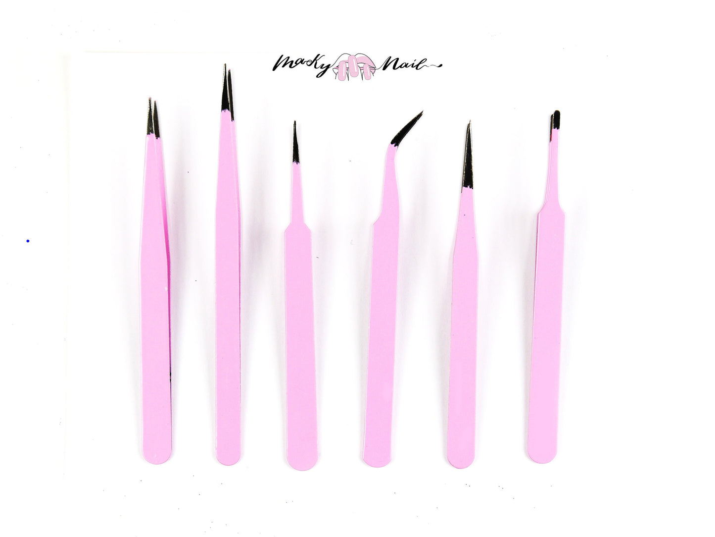 6 pcs Pink Tweezers Set/ Anti-Static Steel Tweezers Set for Craft, Jewelry, Electronics, Nail art tool supply/ Dotting tool