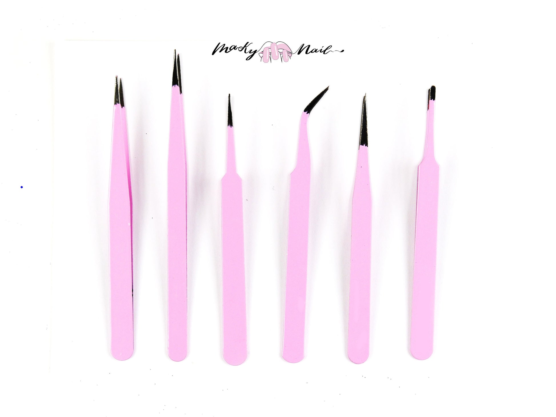 6 pcs Pink Tweezers Set/ Anti-Static Steel Tweezers Set for Craft, Jewelry, Electronics, Nail art tool supply/ Dotting tool