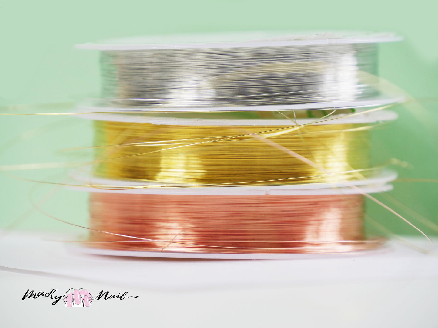 1 Roll silver,rose gold,gold metal wire for nail art nail design/ Nail deco wire 0.2mm
