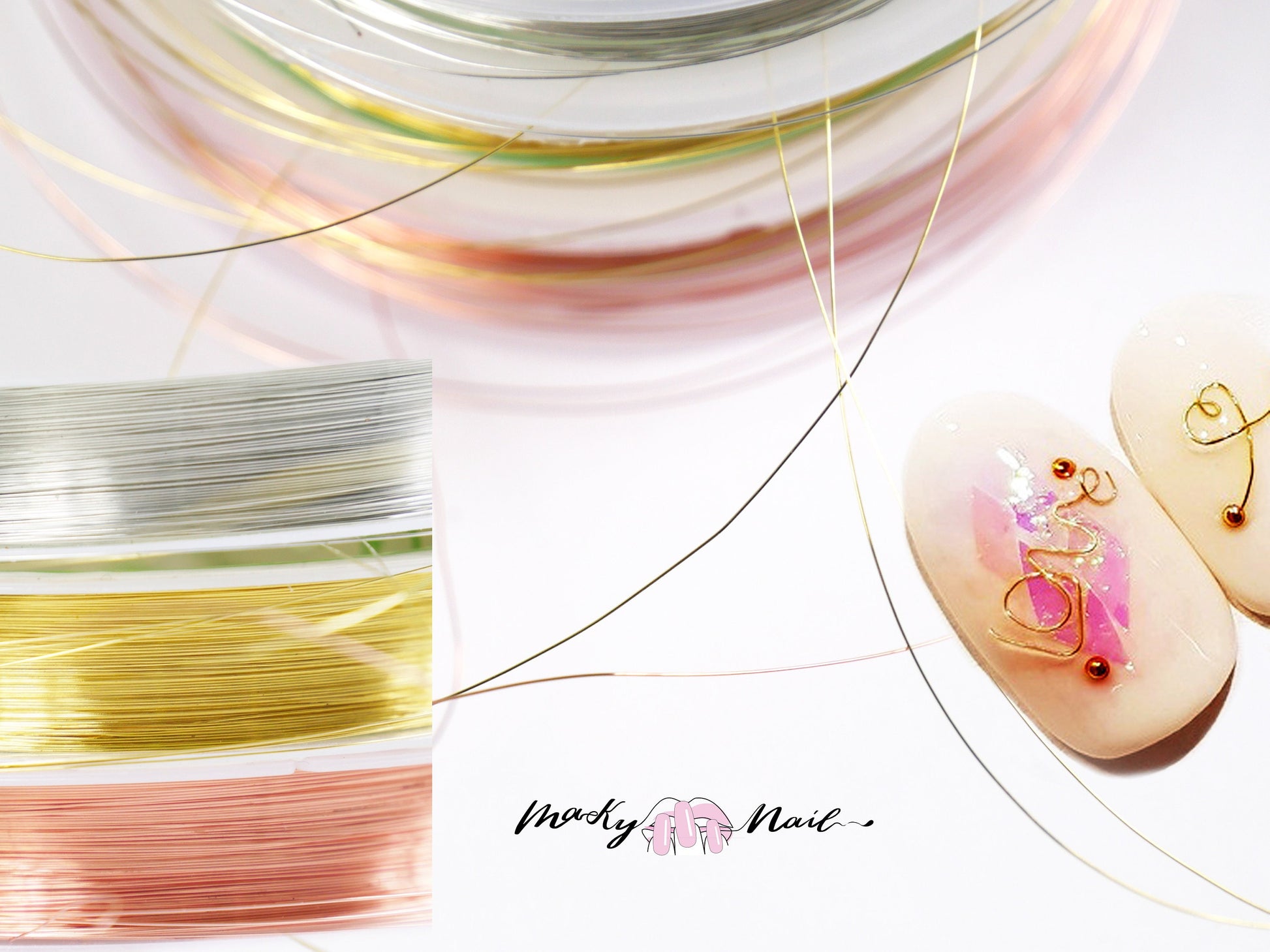 1 Roll silver,rose gold,gold metal wire for nail art nail design/ Nail deco wire 0.2mm