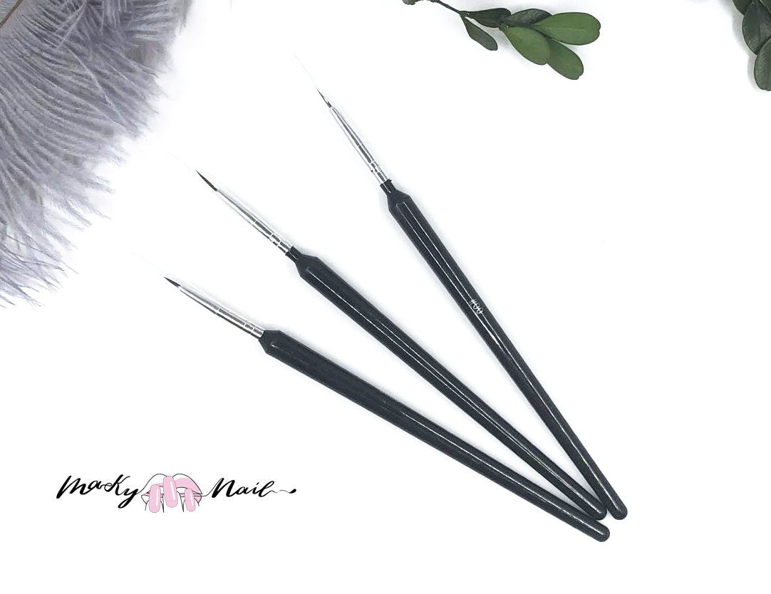 3 pcs Nail Brush Set for Detailing Striping Nail Art Brushes, liner brush, Painting Brushes set/ Lining painting brush