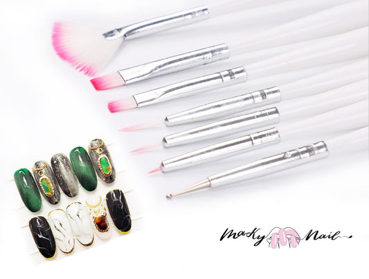 7 pcs Nail Brush set for Detailing Striping Nail Art with Gel Brushes, Painting Brushes, 3D Brush, Acrylic brush for nail art painting