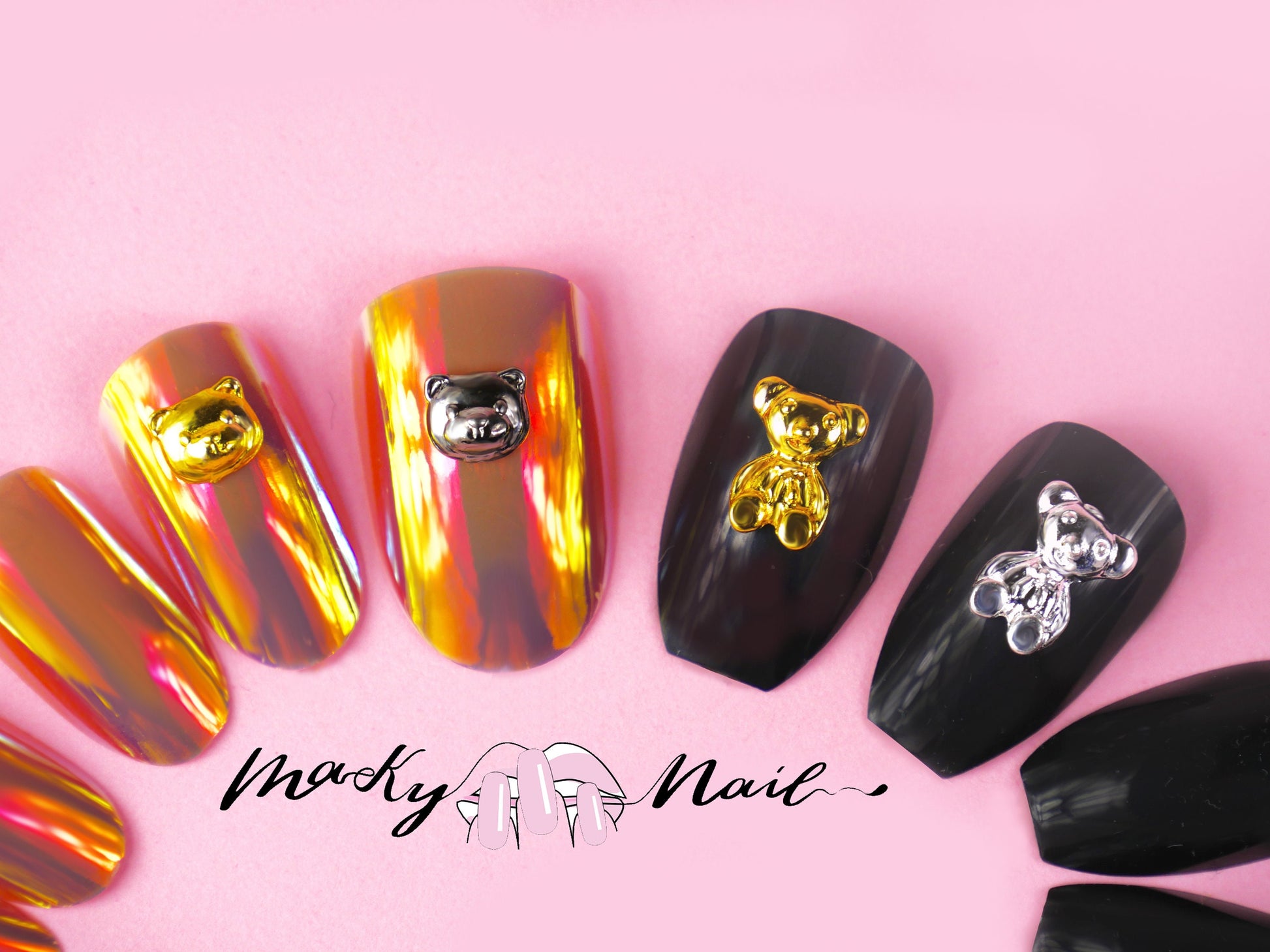 5 pcs 3D Teddy bear nail decoration/ Cute accessories Nail DIY deco